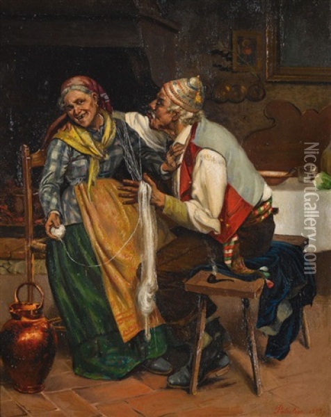 Frivoles Bauernpaar Oil Painting -  Pal (Jean de Paleologue)