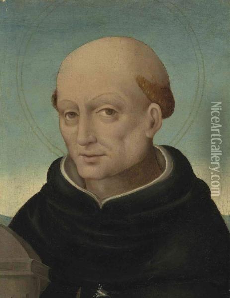Saint Dominic - A Fragment Oil Painting - Giovanni Battista Bertucci