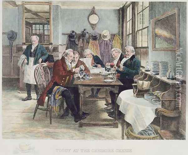 Toddy at the Cheshire Cheese, published 1896 Oil Painting - Walter-Dendy Sadler