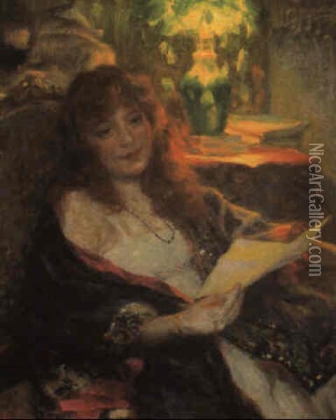 The Letter Oil Painting - Arvid Frederick Nyholm