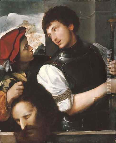 David with the Head of Goliath Oil Painting - Venetian School