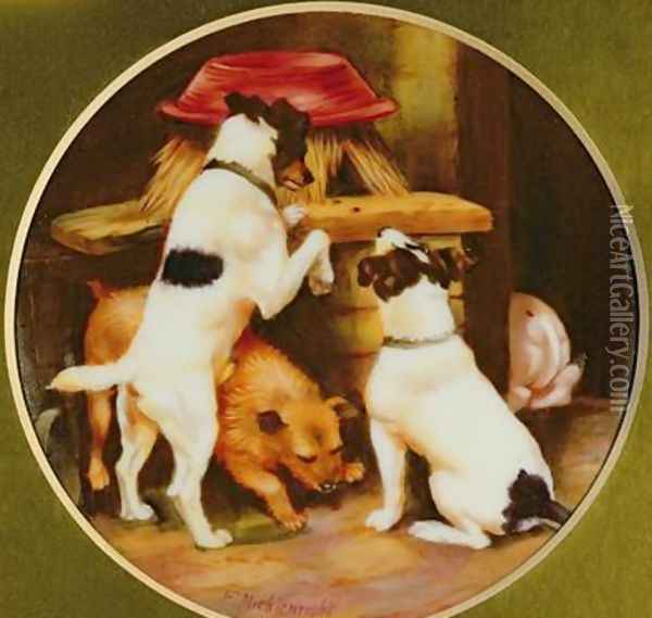 The Inquisitive Terriers Oil Painting - F. Micklewright