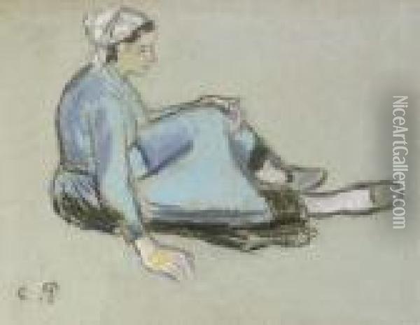 Paysanne Assise Oil Painting - Camille Pissarro