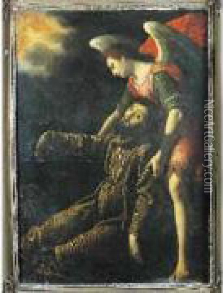 Saint Francois D'assise Soutenu Par Un Ange. Recevant Les Stigmates. Oil Painting - Lodovico Cardi Cigoli