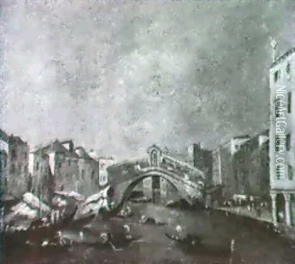 Ponte Di Rialto Oil Painting - Giacomo Guardi