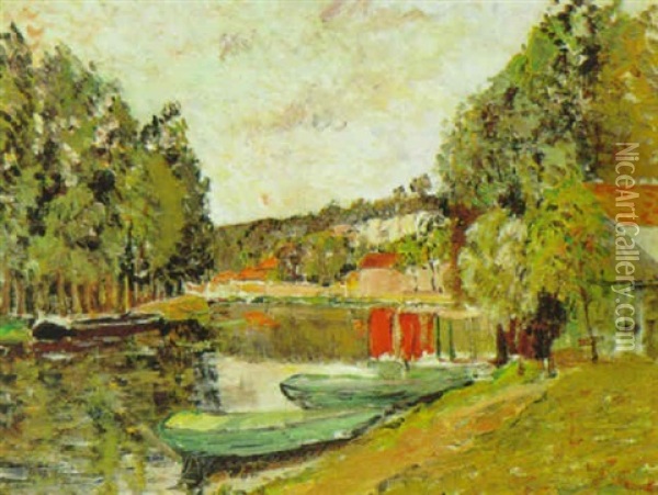 Soleil Couchant A Moret Sur Loing Oil Painting - Adolphe Clary-Baroux