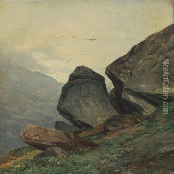 Norwegian Mountainscape Oil Painting - Philip Barlag