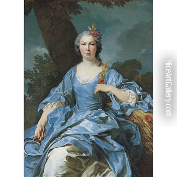 The Comtesse De Segouy Personifying Ceres Oil Painting - Louis Michel van Loo
