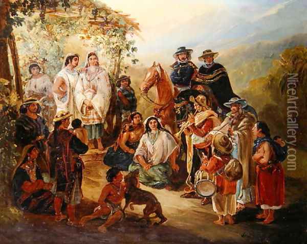 Regional Costumes, 1850 Oil Painting - Johann Moritz Rugendas