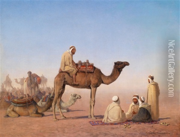 Rast Der Beduinen Oil Painting - Henrik August Ankarcrona
