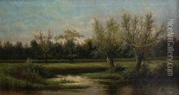 Wooder River Landscape Oil Painting - Ada Stone