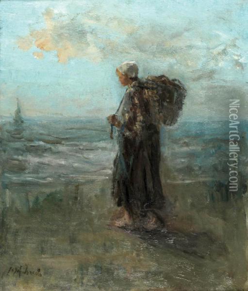A Girl By The Shore Oil Painting - Jozef Israels