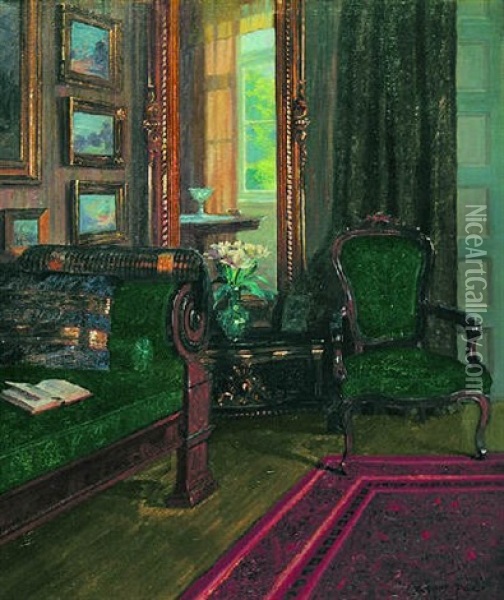 Interior Of The Artist's Home Oil Painting - Robert Panitzsch