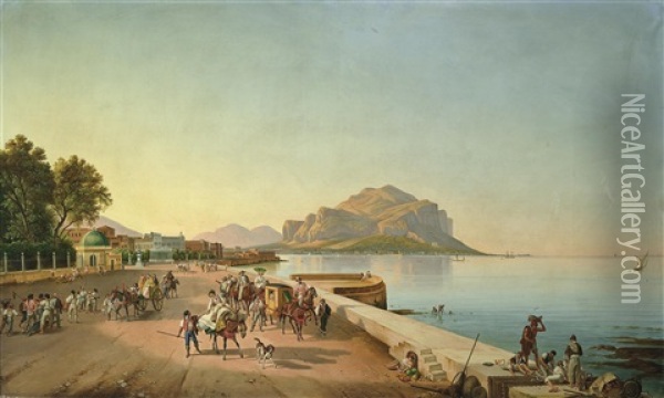 Spaziergang In Palermo Oil Painting - Franz Ludwig Catel