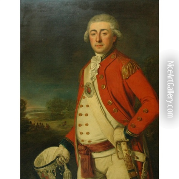 Portrait Of An Officer (lieutenant Colonel Charles Mercator Brome Walton?) Oil Painting - John Francis Rigaud