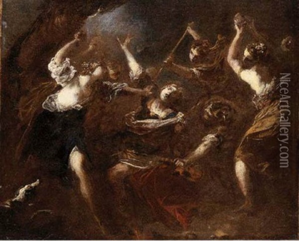 Orpheus Attacked By The Maenads Of Ciconia Oil Painting - Valerio Castello
