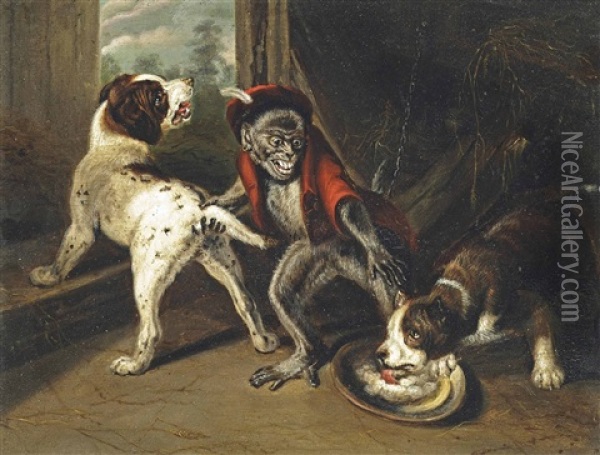 The Mischievous Monkey Oil Painting - Samuel Raven