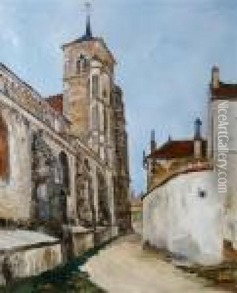 View Of A Cathedral Oil Painting - Marcel Leprin