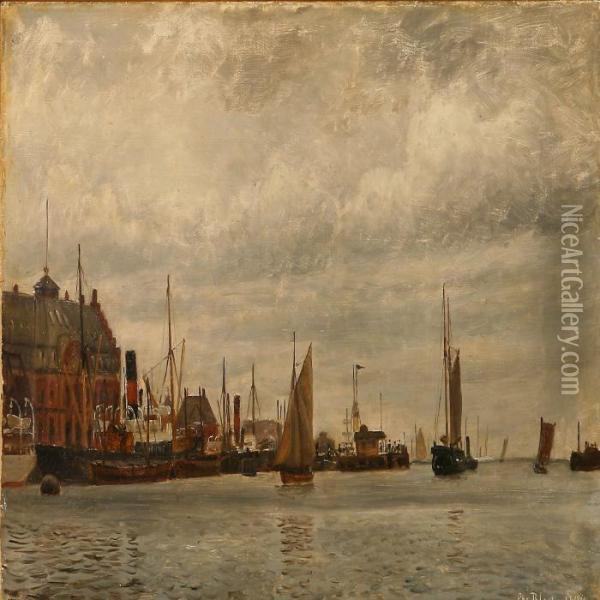View From Toldboden Costom House, Copenhagen Oil Painting - Christian Vigilius Blache
