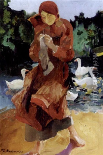 The Goosekeeper Oil Painting - Filip Malyavin