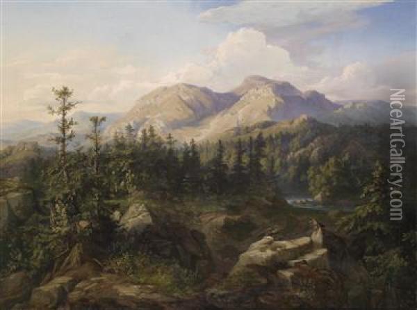 Scene From The High Tatra Oil Painting - Alfred Schouppe