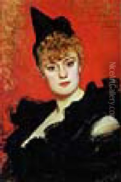 Portrait De Georgette Oil Painting - Jan van Beers