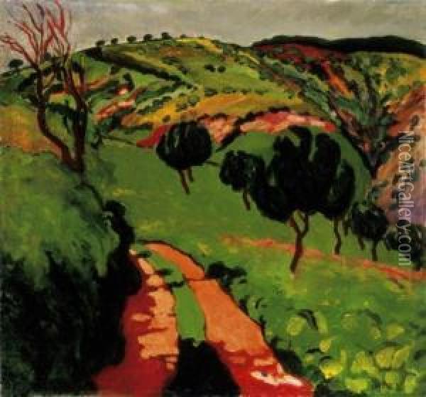 Nagybanya Landscape, About 1908 Oil Painting - Rezso Balint