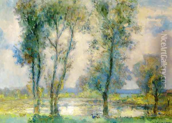 Near the Lake Oil Painting - Albert Lebourg