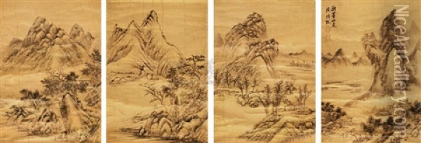 Landscape (4 Works) Oil Painting -  Shao Mi