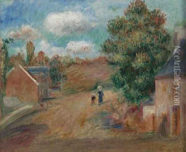 Entree de village avec femme et enfant Oil Painting - Pierre Auguste Renoir