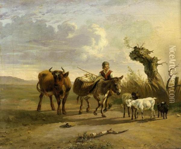 Die Ruckkehr Vom Markt Oil Painting - Eugene Joseph Verboeckhoven