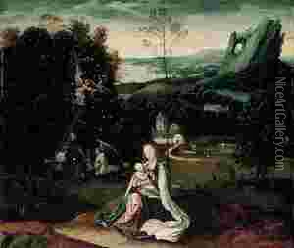 Meal Before The Flight Into Egypt Oil Painting - Master Of The Half-Length Figures