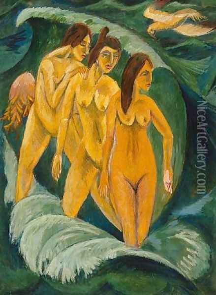 Three Bathers Oil Painting - Ernst Ludwig Kirchner