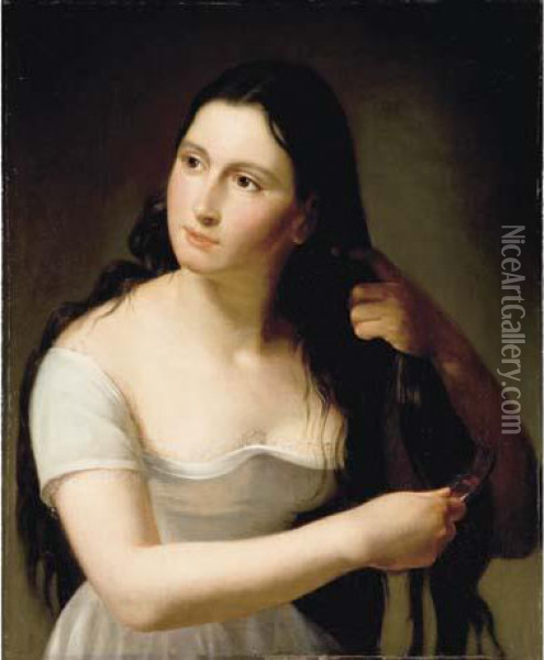 Femme A Sa Toilette Oil Painting - Claude-Marie Dubufe