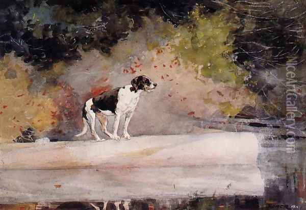Dog on a Log Oil Painting - Winslow Homer