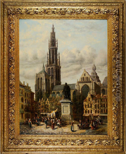 Antwerp, Place Oil Painting - Augustus Bentley