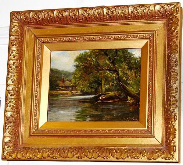 The Derwent, Matlock Oil Painting - Henry Hadfield Cubley