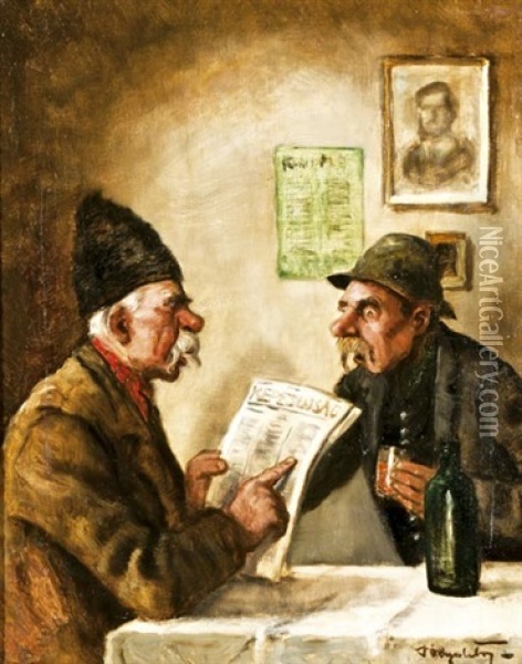 Az Ujsaghir Oil Painting - Tibor (Theodor) Polya