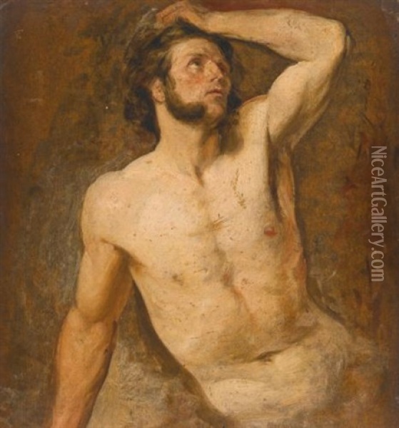 An Academy Study Of A Male Nude Oil Painting - William Etty