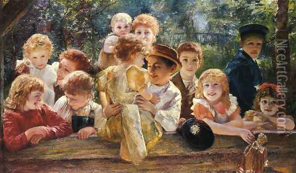 Happy Children Oil Painting - Paul Barthel