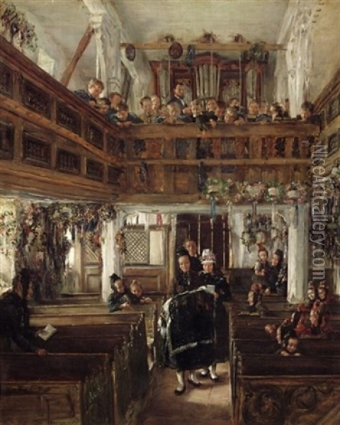 Taufe In Der Kirche Zu Kappeln Oil Painting - Otto Piltz