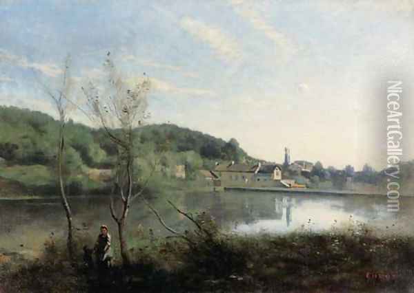 Ville d'Avray, Le grand etang et les villas Oil Painting - Jean-Baptiste-Camille Corot