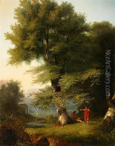 Paysage Arcadien Avec Deux Bergers Oil Painting - Jean Charles Joseph Remond