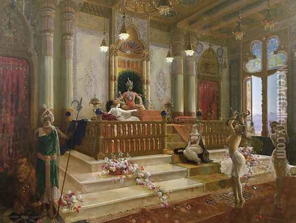 The Maharajahs Favourite, c.1870 Oil Painting - Charles Albert Pesnelle
