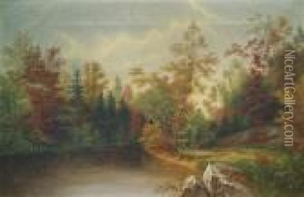 Wooded Scene With Brook Oil Painting - George Loring Brown