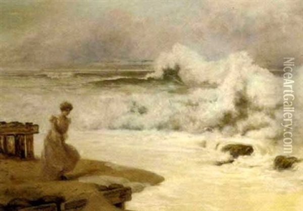 A Lady On The Shore Oil Painting - Carl Kahler