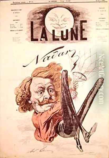 Front cover of La Lune magazine showing Nadar Oil Painting - Andre Gill