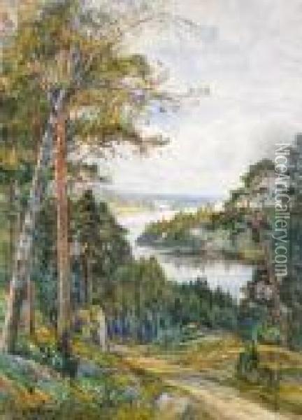 Landskapsutsikt Vid Hindas Oil Painting - Anna Gardell-Ericson