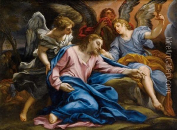 Le Christ Console Par Les Anges Oil Painting - Carlo Maratta