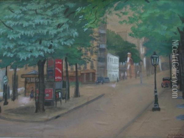 Boulevard St. Michel, Paris Oil Painting - Albert Wenbaum
